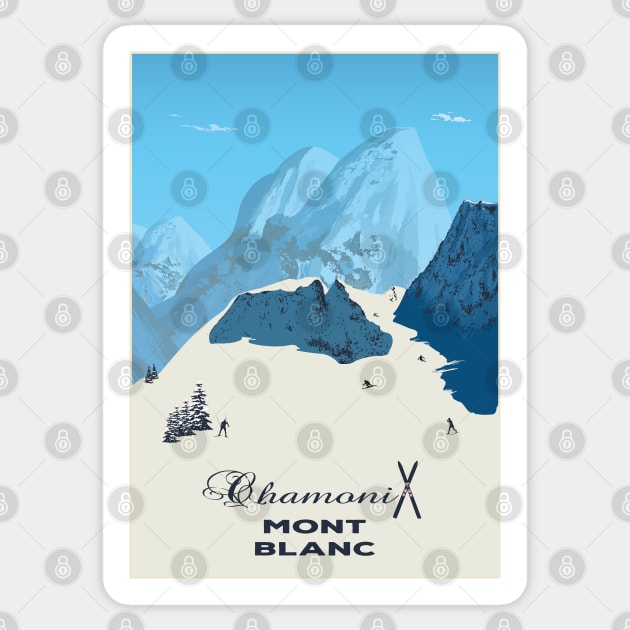 Mont Blanc, Chamonix, Travel Poster Sticker by BokeeLee